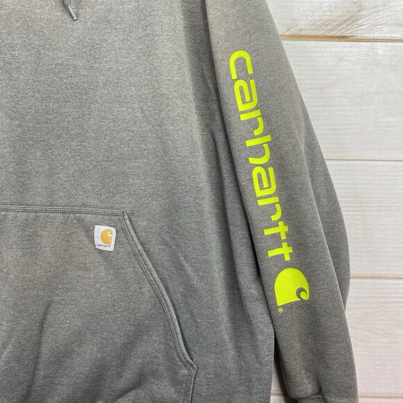 Carhartt Hoodie Mens 4XL Gray Original Fit Pullover Sweatshirt Workwear Spellout - Picture 2 of 8